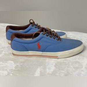 Polo Ralph Lauren Vaughn Men's 10.5 Blue Canvas Sneakers Casual Shoes Pony Logo